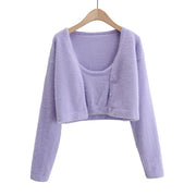 Australia Holiday Plush Camisole  Knitted Long-sleeved Coat Cardigan Women