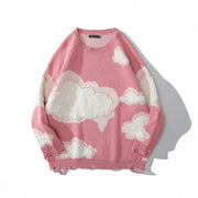 Hole Cloud Flocking Jacquard Sweater Couple Pullover