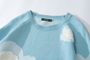 Hole Cloud Flocking Jacquard Sweater Couple Pullover