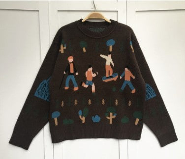 Small Tree Printing Sweater Sweater