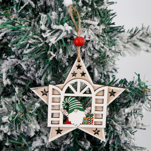 New Wooden DIY Christmas Tree Ornaments Window Elderly Ornaments