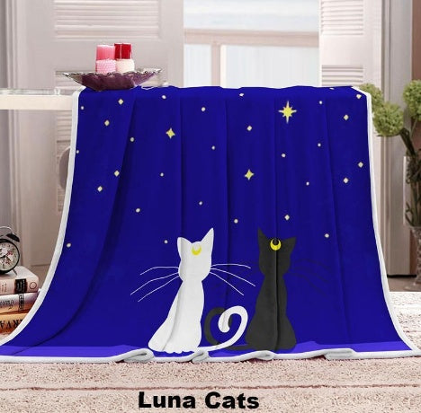 Cute Soft Flannel Sofa Throw Cat Blankets