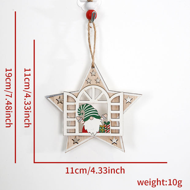 New Wooden DIY Christmas Tree Ornaments Window Elderly Ornaments