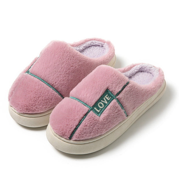 Women's Home Shoes Indoor Furry Slippers Winter Solid Color Indoor Cozy Shoes